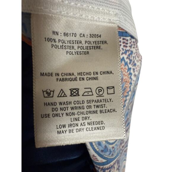 Anthropologie Elevenses Ines Blue Paisley Print Wide Leg Flowy Boho Pants Size L - Picture 12 of 15